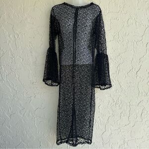 RAGGED PRIEST Duster Cardigan Women XS Long Mesh Embroidered Goth Witchy Punk